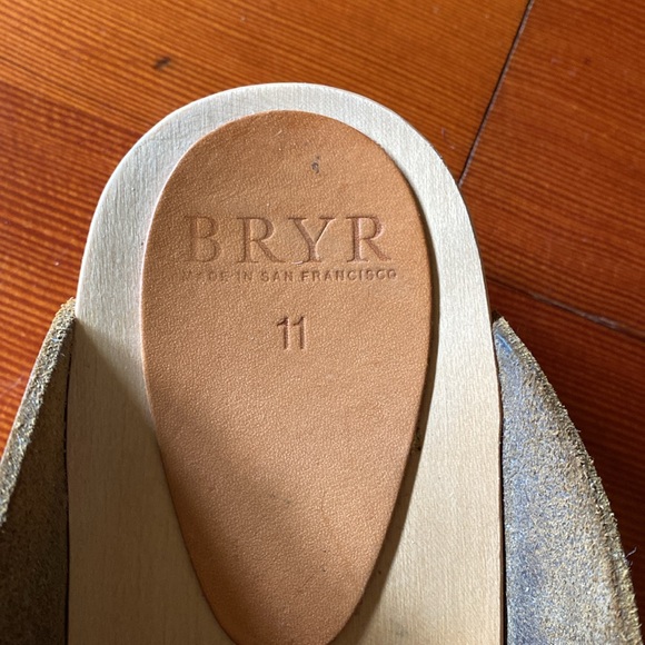 Bryr Handmade Olive Green Leather Clogs size 11/41 Classic Worker - Picture 3 of 5